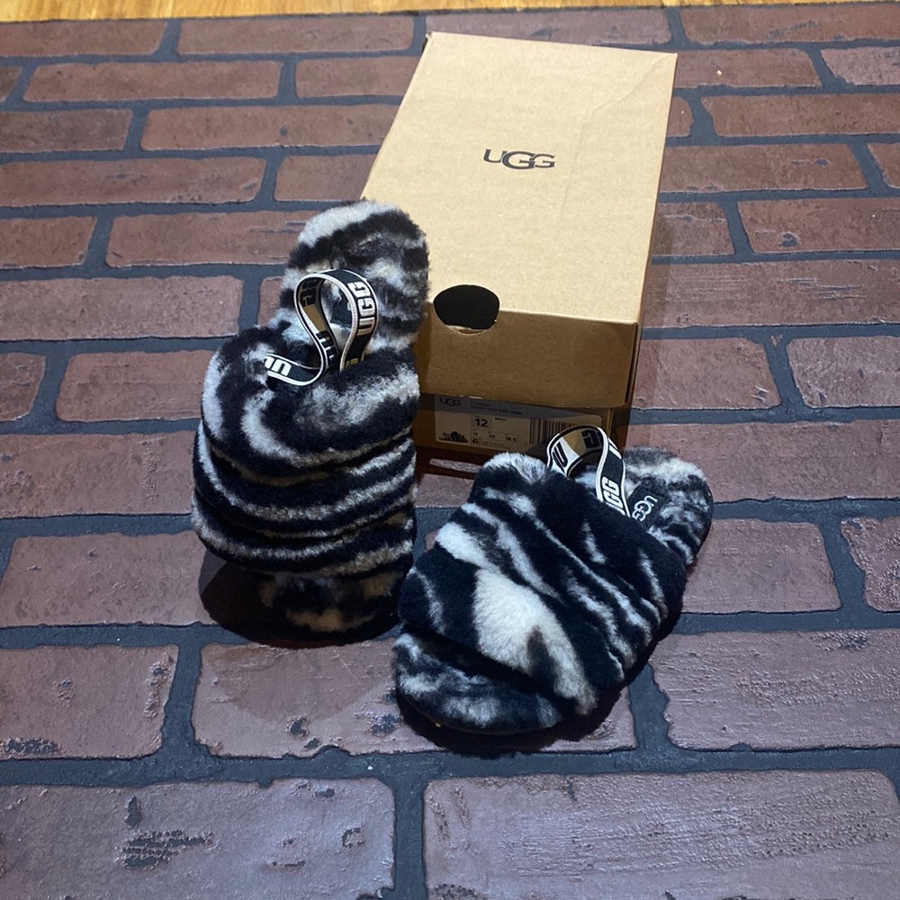 Toddler Uggs Fluff Yeah Zebra Slides